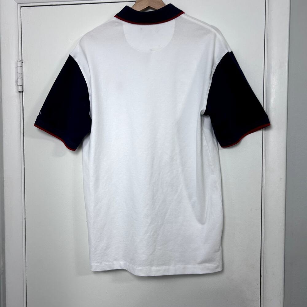 Bad Birdie Golf Polo White Navy Blue Red Pique Cotton Shirt Short Sleeve Medium - Picture 8 of 9